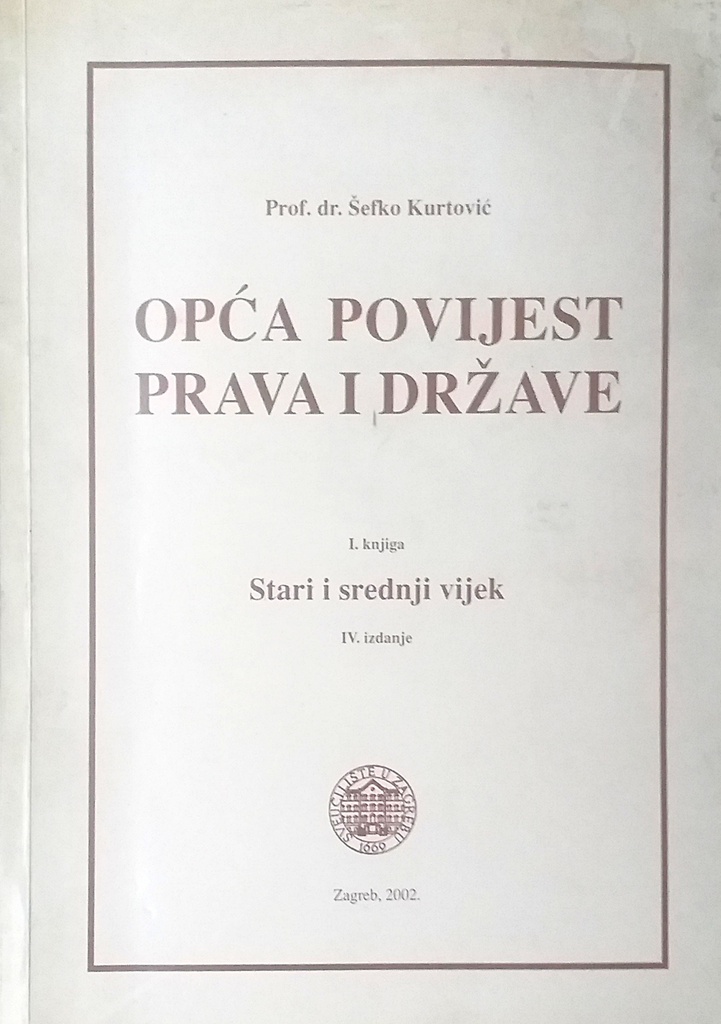 OPĆA POVIJEST PRAVA I DRŽAVE I. KNJIGA