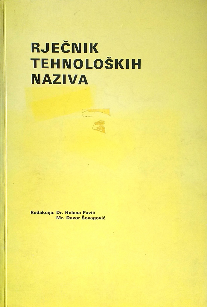 RJEČNIK TEHNOLOŠKIH NAZIVA