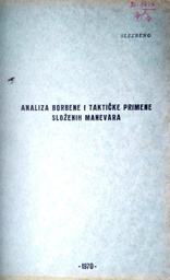 [C-10-1B] ANALIZA BORBENE I TAKTIČKE PRIMENE SLOŽENIH MANEVARA