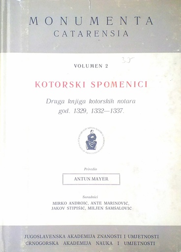 [C-09-3B] KOTORSKI SPOMENICI - DRUGA KNJIGA KOTORSKIH NOTORA 1332.-1337.