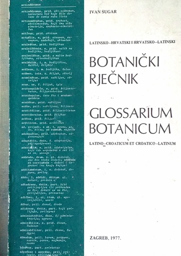 [D-11-5B] BOTANIČKI RJEČNIK LATINSKO-HRVATSKI I HRVATSKO-LATINSKI