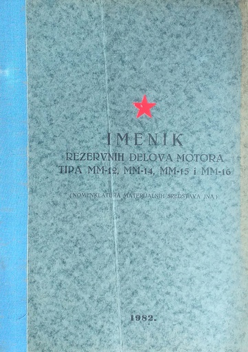 [D-15-1A] IMENIK REZERVNIH DELOVA MOTORA TIPA MM-12, MM-14, MM-15, MM-16